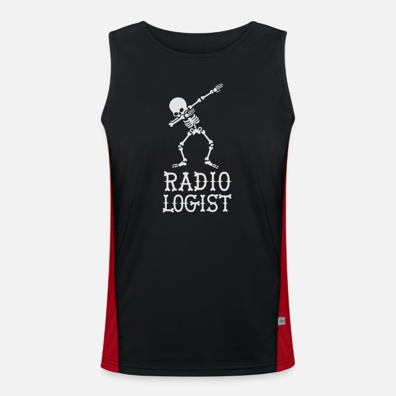 Dab dabbing skeleton radiologist - Men's Functional Contrast Tank Top  - black/red