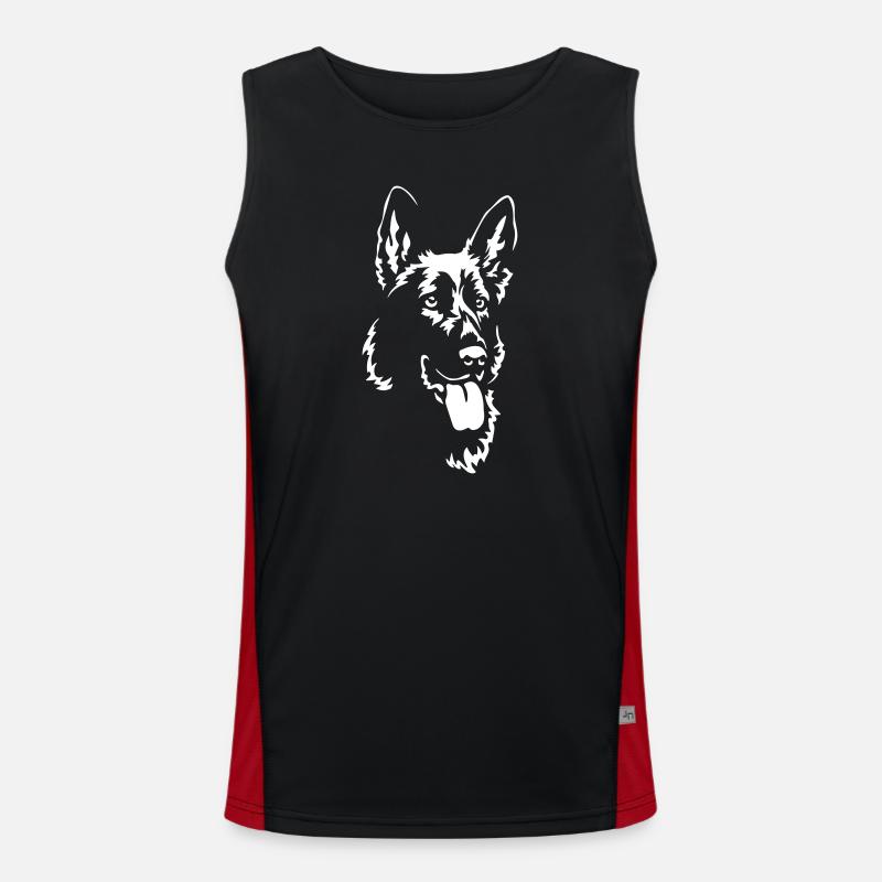 German Shepherd Head "Black Edition" - Men's Functional Contrast Tank Top  - black/red