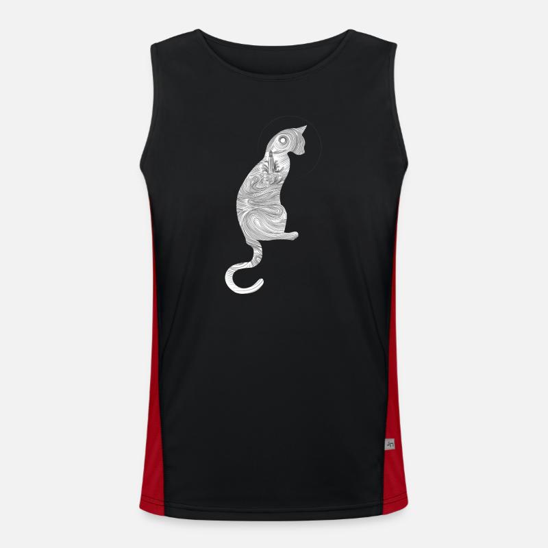 Abstract cat with spiral pattern - Men's Functional Contrast Tank Top - black/red