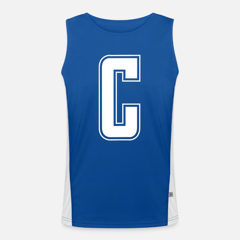 Buchstabe C Initiale Sport Cheerleading Monogram Funktionelles Kontrast-Tank Top für Männer 
