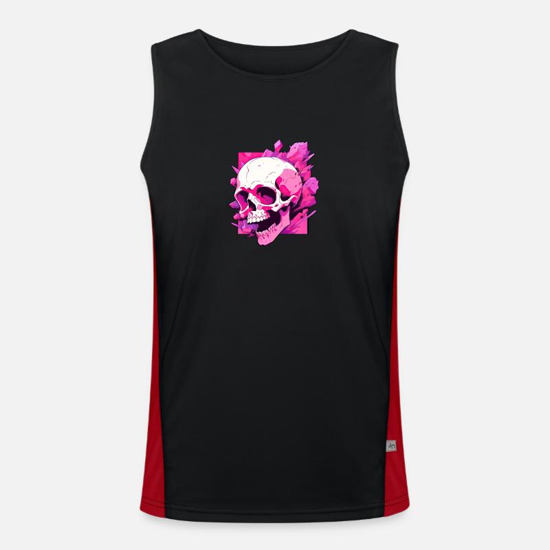 Rosa Totenkopf Funktionelles Kontrast-Tank Top für Männer 