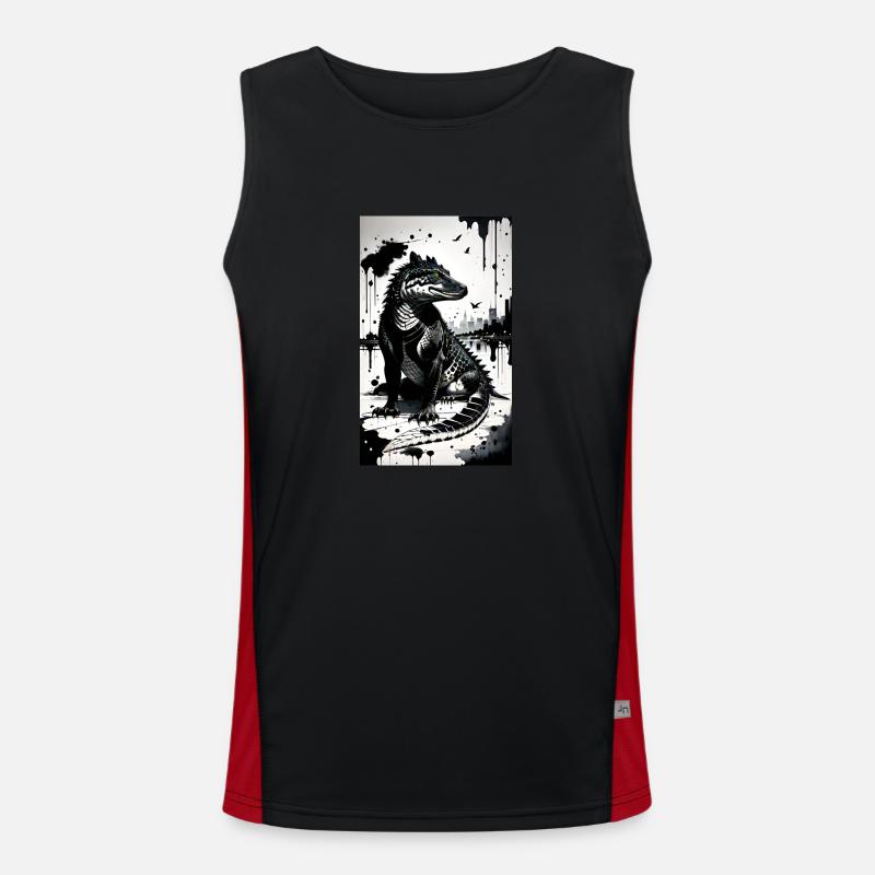 Krokodil Kunst Funktionelles Kontrast-Tank Top für Männer 