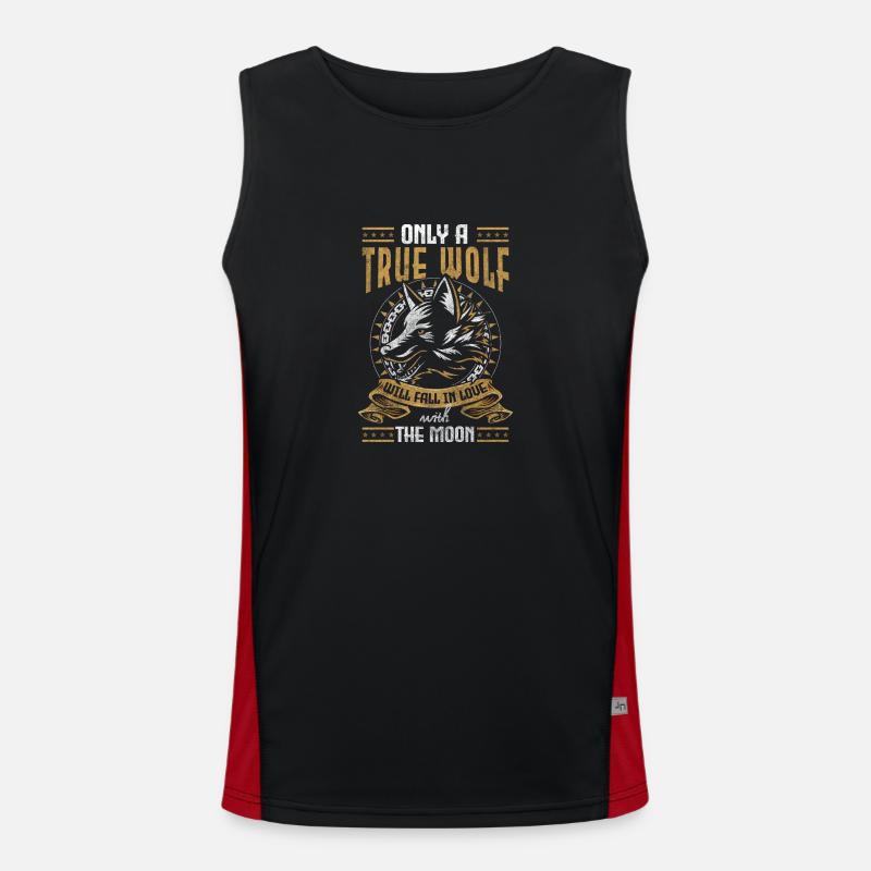 Wolves Pack Moon Nature Men's Functional Contrast Tank Top 