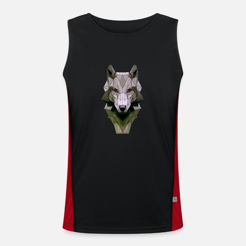 Polygon Design Wolf tête d’animal coloré Débardeur respirant contrasté Homme 