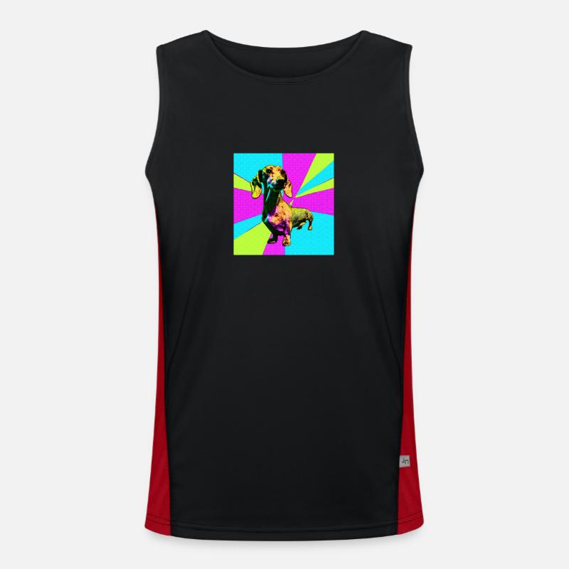 Dachshund Pop Art Funktionelles Kontrast-Tank Top für Männer 