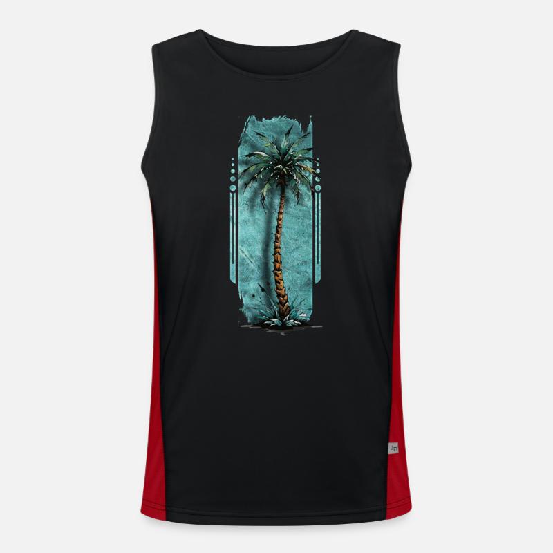 Solitär : Einsame Palme Funktionelles Kontrast-Tank Top für Männer 