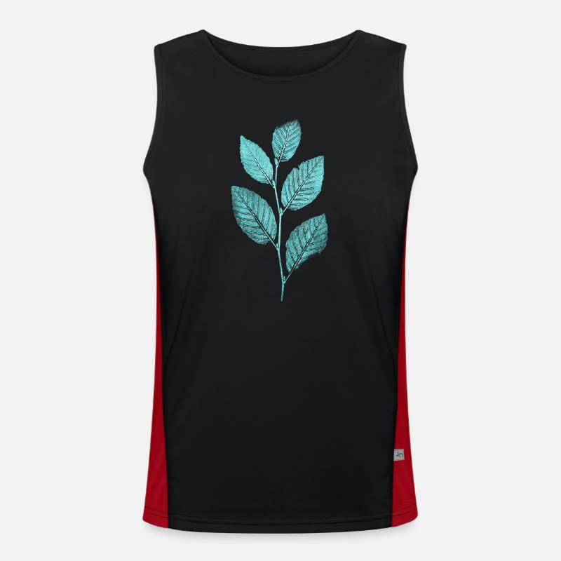 Leaf branch / leaves beech forest - Men's Functional Contrast Tank Top  - black/red