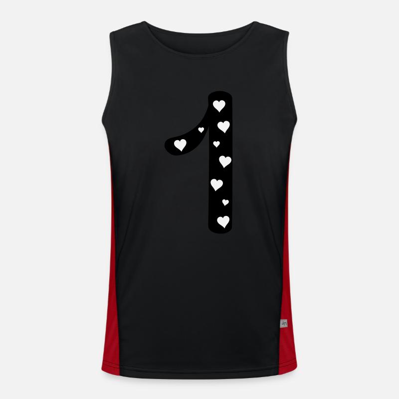 1 birthday with heart - Men's Functional Contrast Tank Top  - black/red