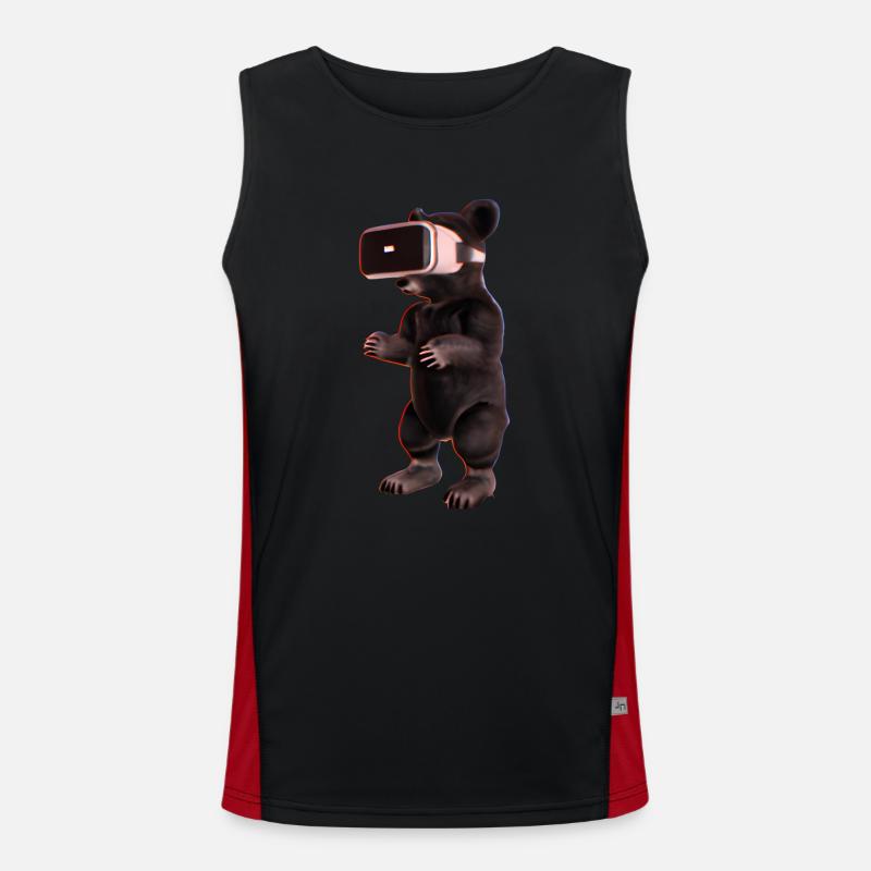 Bär mit Virtual Reality Headset Funktionelles Kontrast-Tank Top für Männer 