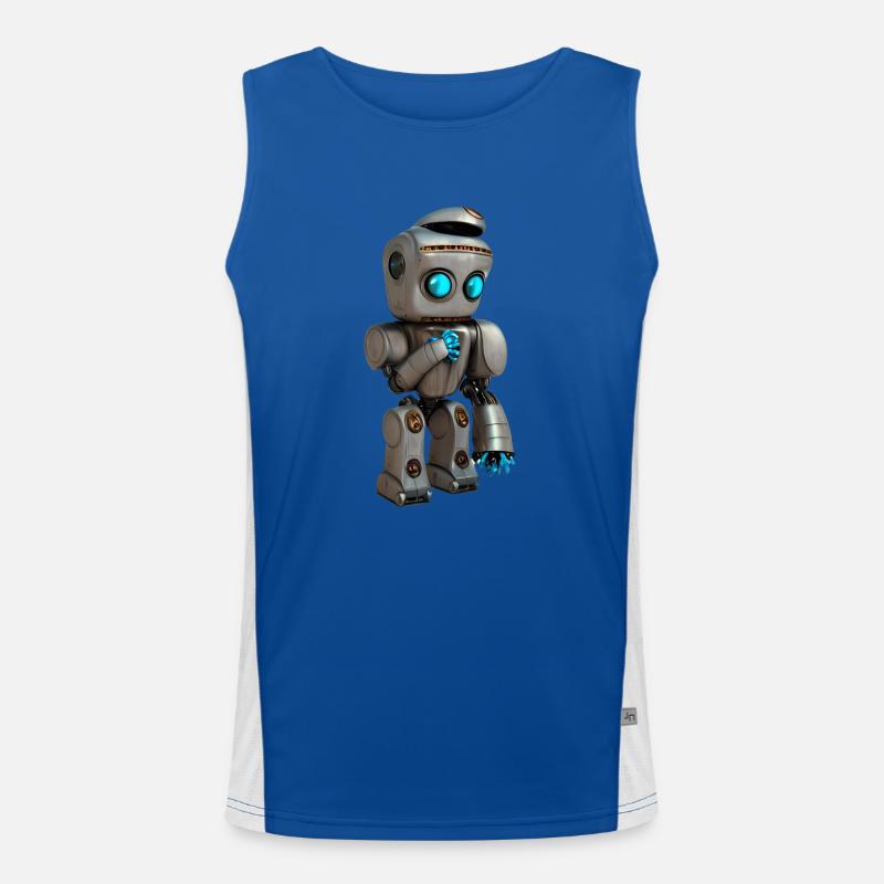 Blauäugiger Roboter Funktionelles Kontrast-Tank Top für Männer 