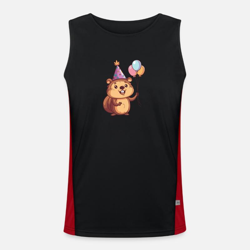 Biber Geburtstag Comic Funktionelles Kontrast-Tank Top für Männer 