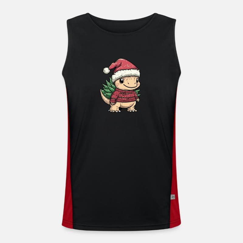 Dinosaur stegosaurus Christmas Comic Men's Functional Contrast Tank Top 