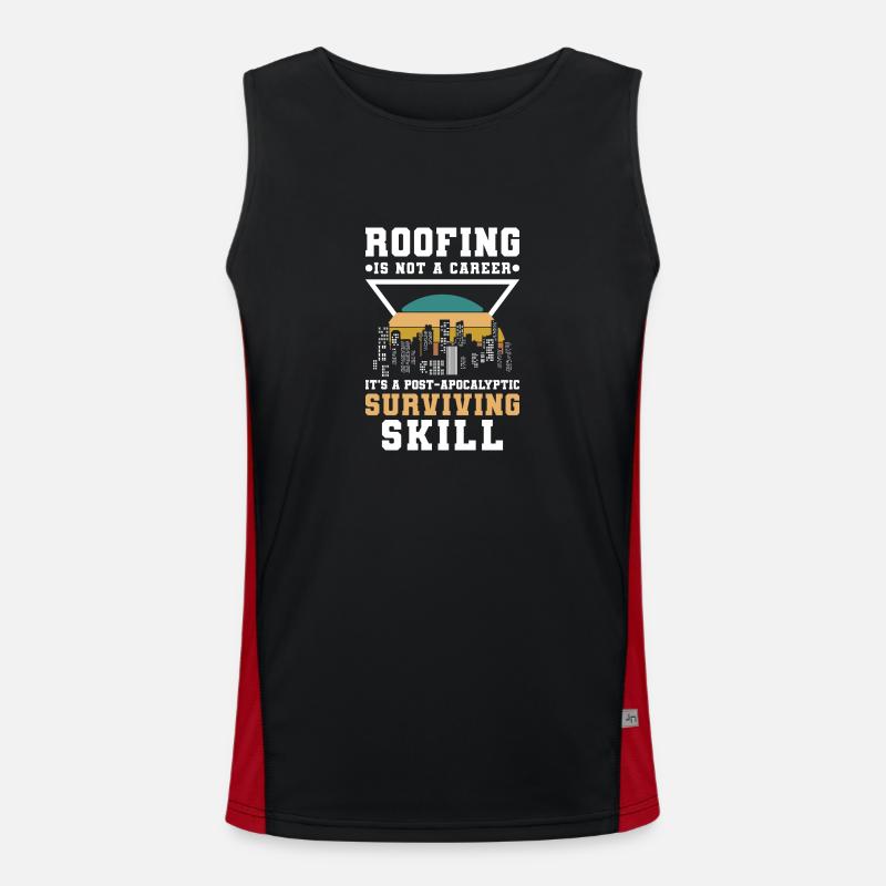 Master Roofer Construction Site - Men's Functional Contrast Tank Top  - black/red