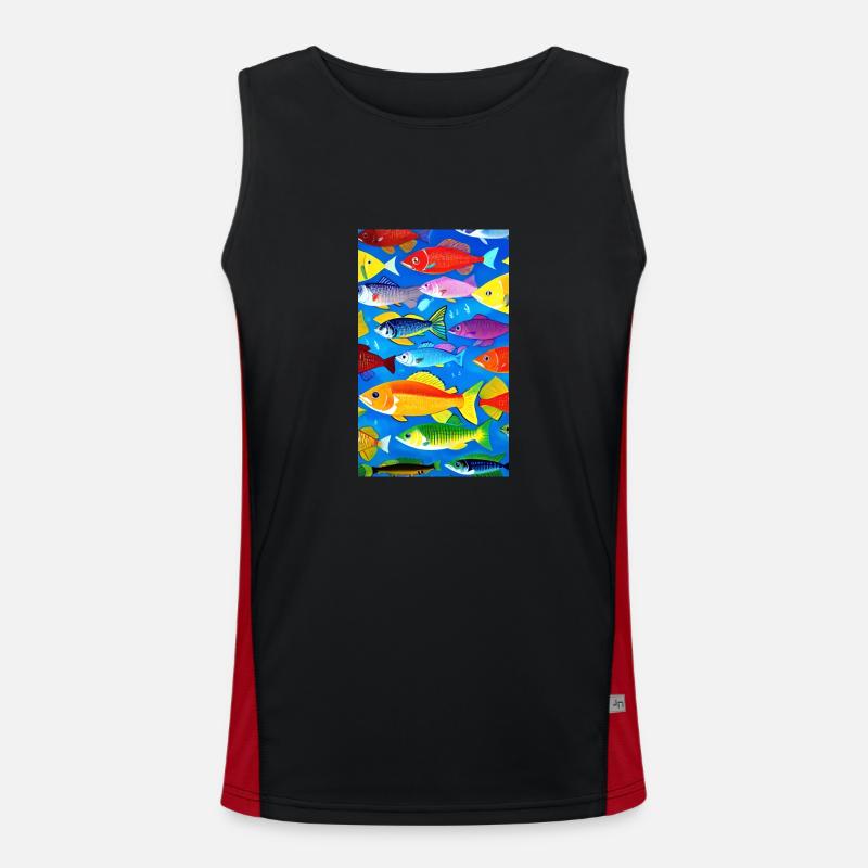 Fish | Pattern | Fish Patterns | Angler - Men's Functional Contrast Tank Top  - black/red