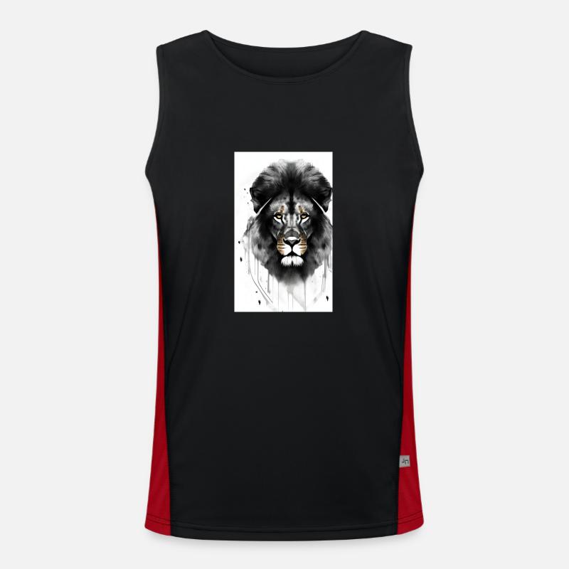 Löwe Schwarz und Weiß Funktionelles Kontrast-Tank Top für Männer 