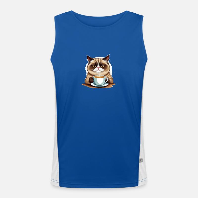 Grumpy Morning Cat Funktionelles Kontrast-Tank Top für Männer 