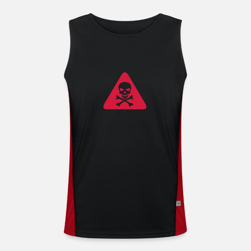 skull danger triangle panel 280) - Men's Functional Contrast Tank Top  - black/red