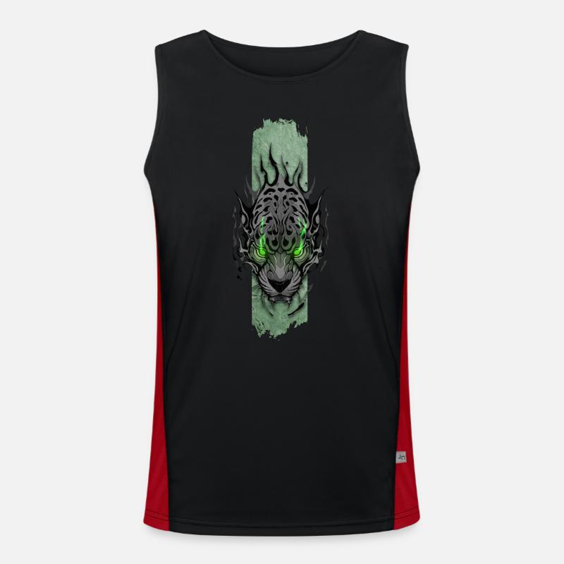 Smaragdäugiger Jaguar Funktionelles Kontrast-Tank Top für Männer 