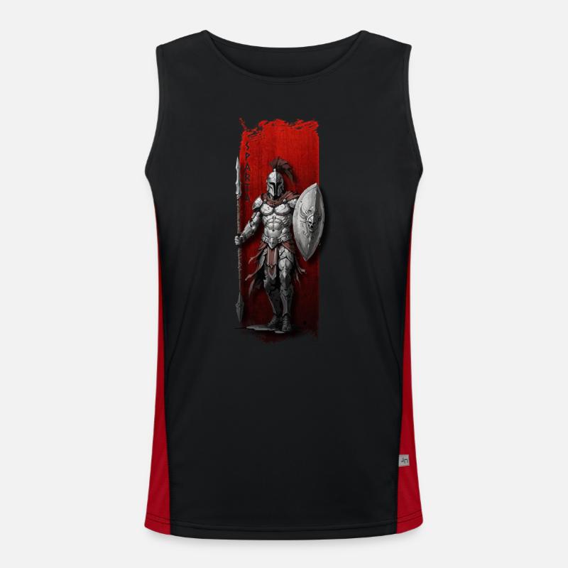 Spartan Warrior with Spear and Shield Men's Functional Contrast Tank Top 