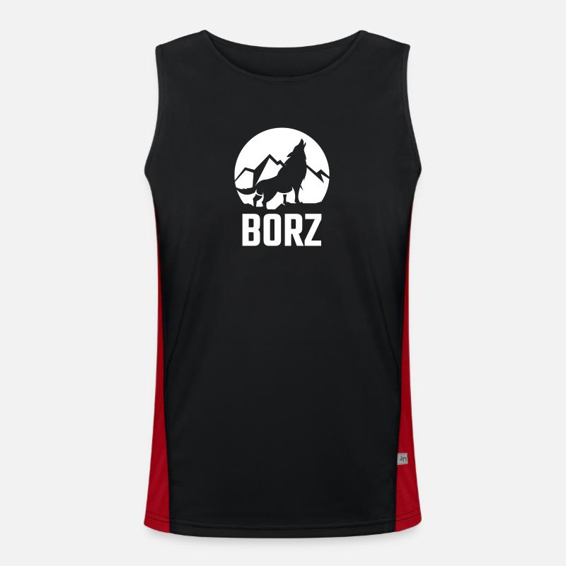 Chechen Borz Wolf Tschetschenien Tschetschene Funktionelles Kontrast-Tank Top für Männer 