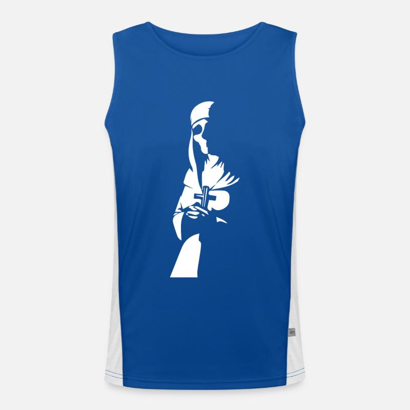 Step into the Shadows Unique Horror Nun, Satanic, Men's Functional Contrast Tank Top 