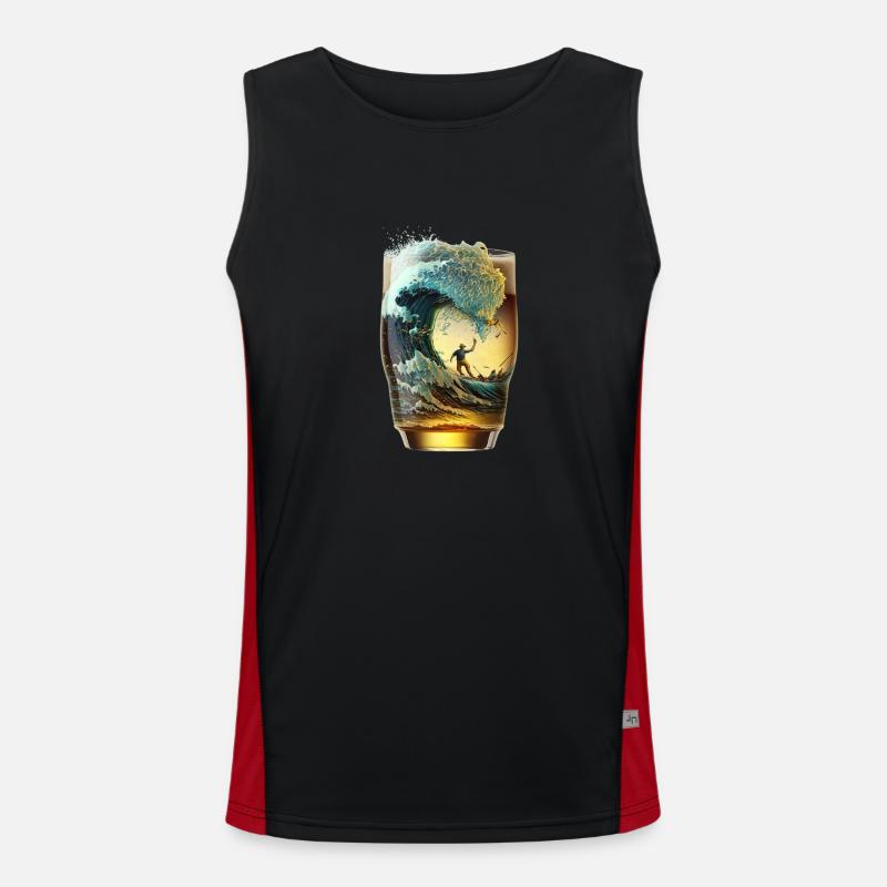 Bierglas Surfer reitet Bier Welle Funktionelles Kontrast-Tank Top für Männer 