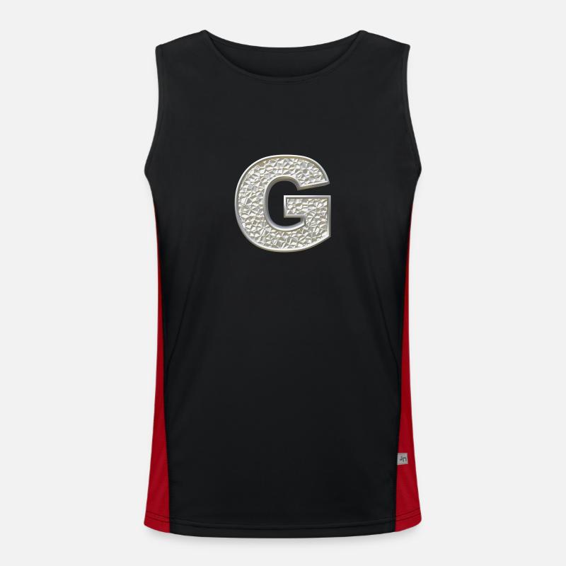 G, letter, letter G, initial, initial G, monogram, Men's Functional Contrast Tank Top 