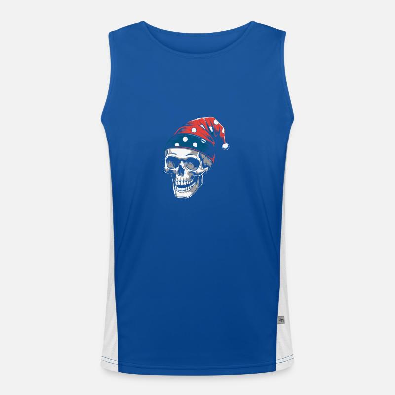 Skull mit bunter Kappe lustiges Skulldesign Funktionelles Kontrast-Tank Top für Männer 