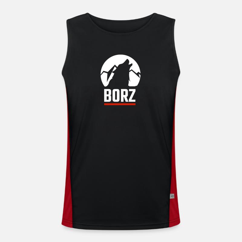 Chechen Borz Wolf Tschetschenien Tschetschene Funktionelles Kontrast-Tank Top für Männer 
