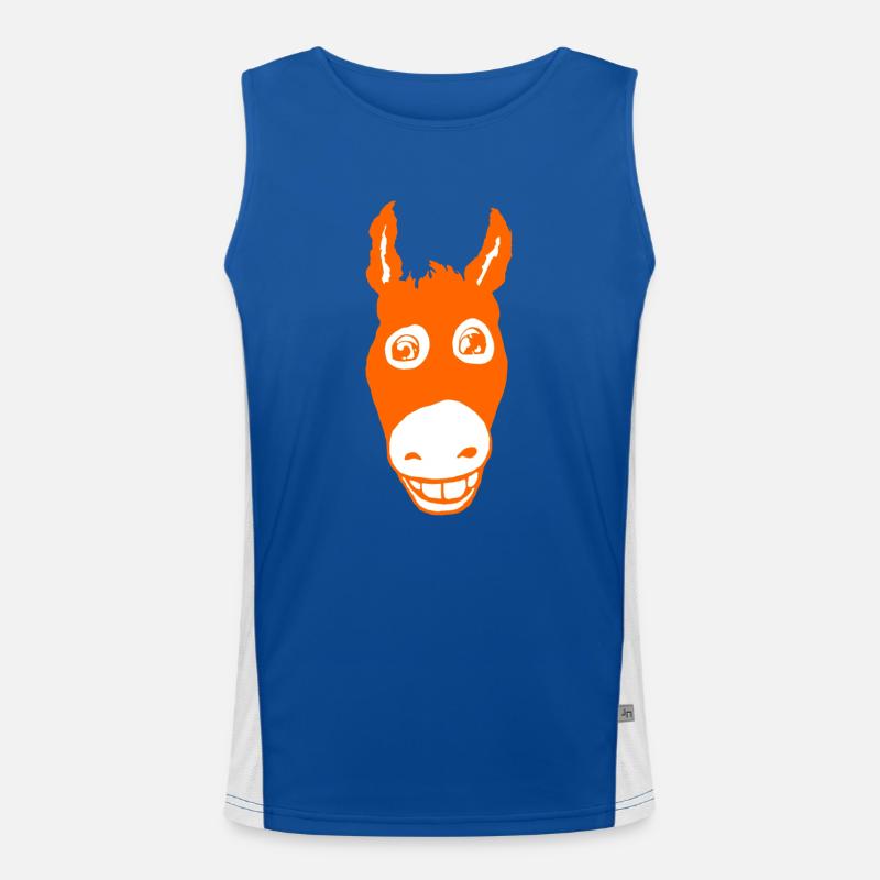 Lächelnder Esel orange Funktionelles Kontrast-Tank Top für Männer 