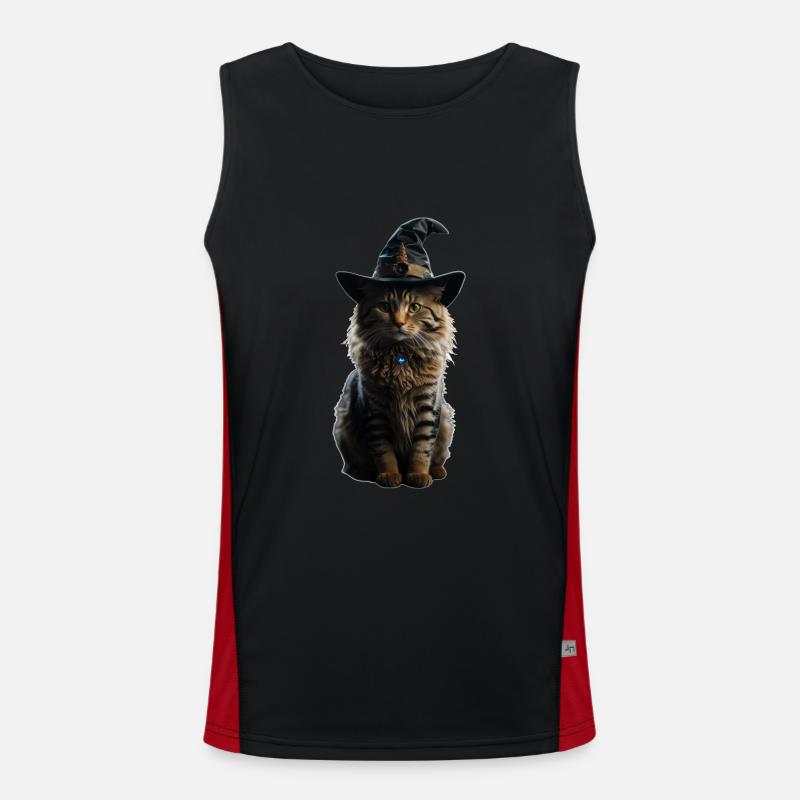 Hexenkater Halloween Funktionelles Kontrast-Tank Top für Männer 