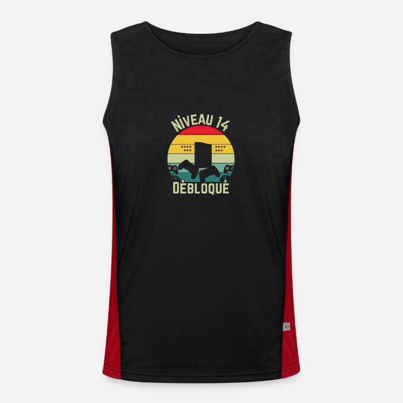Level 14 Unlocked - Men's Functional Contrast Tank Top  - black/red