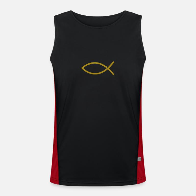 Fish Christian Gold Men's Functional Contrast Tank Top 