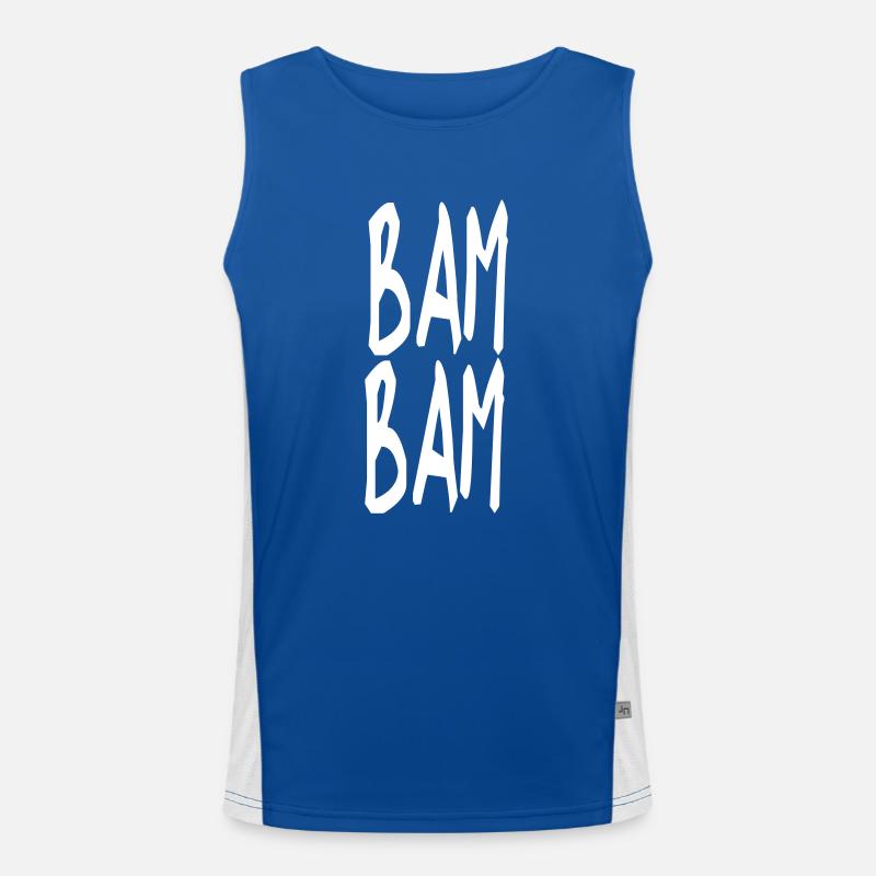 BAM BAM text motif singing gift idea Men's Functional Contrast Tank Top 