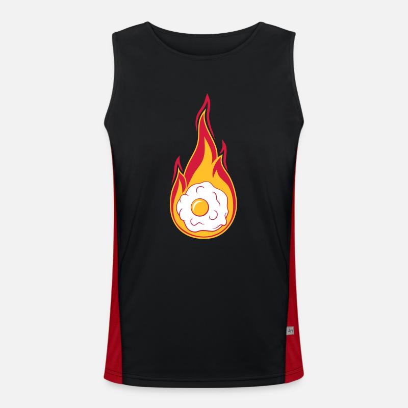 hot fire flames burn torch fried egg cook Men's Functional Contrast Tank Top 