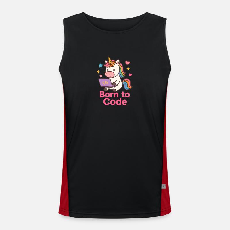 programmierendes Einhorn Funktionelles Kontrast-Tank Top für Männer 