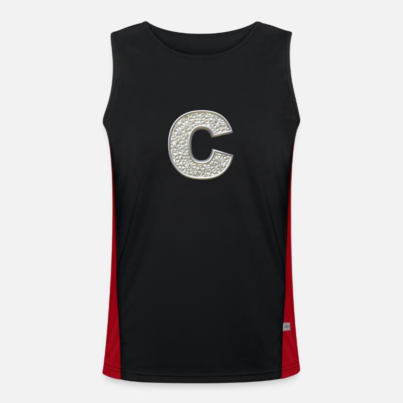 C, lettre, lettre C, initiale, initiale C, monogramme, Débardeur respirant contrasté Homme 