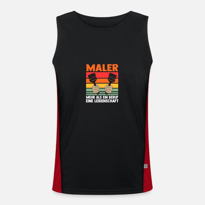Master Painter Journeyman Painter - Men's Functional Contrast Tank Top  - black/red