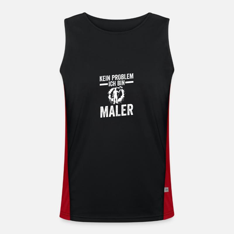Master Painter Journeyman Painter - Men's Functional Contrast Tank Top  - black/red