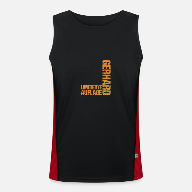 Gerhard - Funktionelles Kontrast-Tank Top für Männer - Schwarz/Rot