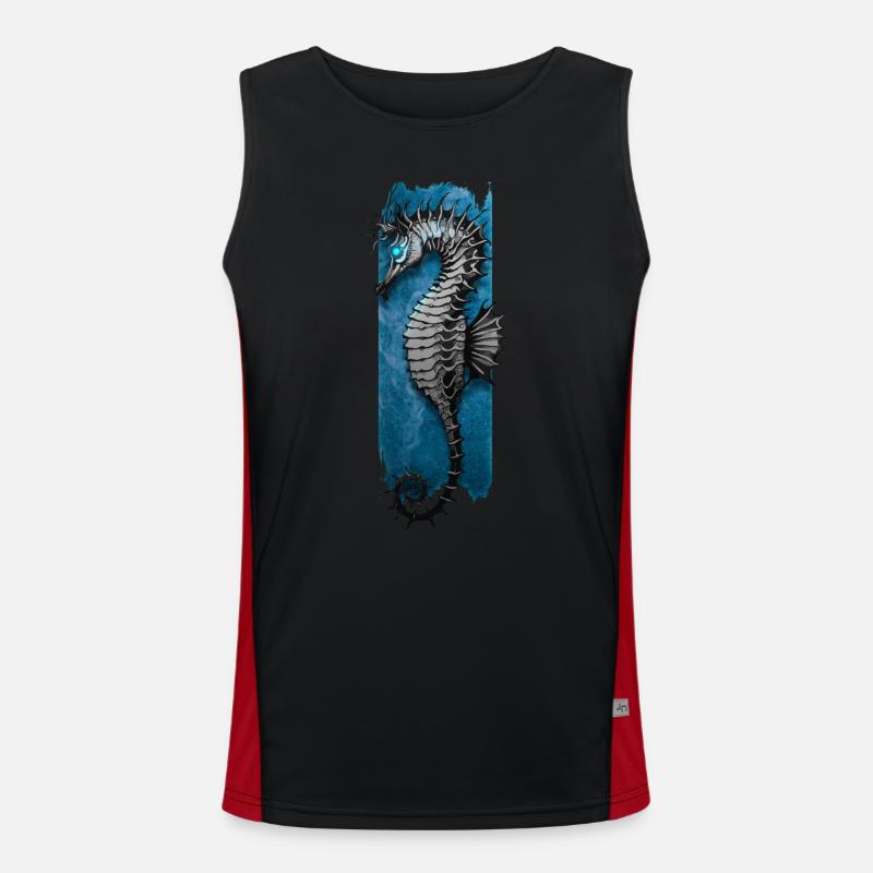 Marine Eleganz: Seepferdchen-Ständchen Funktionelles Kontrast-Tank Top für Männer 
