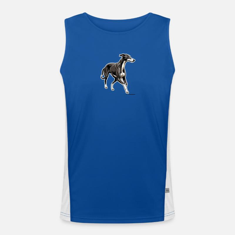 Windhund Silhouette Elegante Kontur Funktionelles Kontrast-Tank Top für Männer 