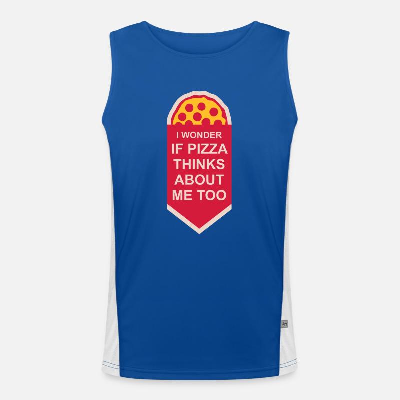 pizza thinks about me Men's Functional Contrast Tank Top 