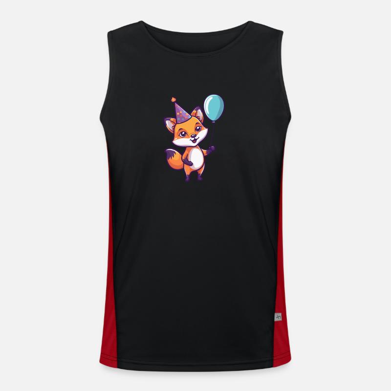 Fuchs Geburtstag Comic Funktionelles Kontrast-Tank Top für Männer 