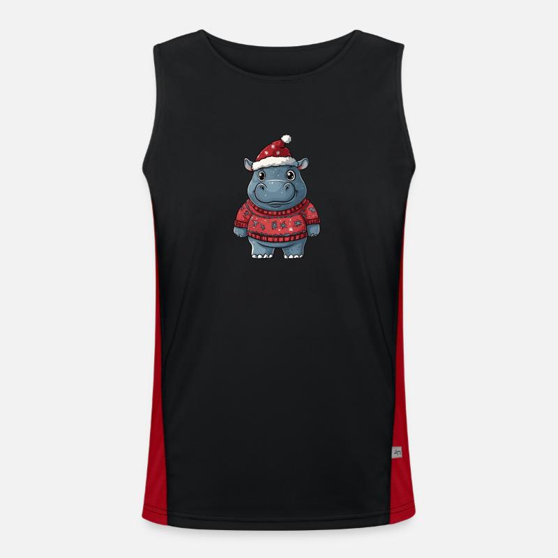 Nilpferd Weihnachten Comic Funktionelles Kontrast-Tank Top für Männer 