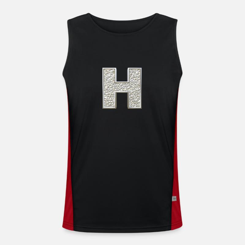 H, lettre, lettre H, initiale, initiale H, monogramme, Débardeur respirant contrasté Homme 