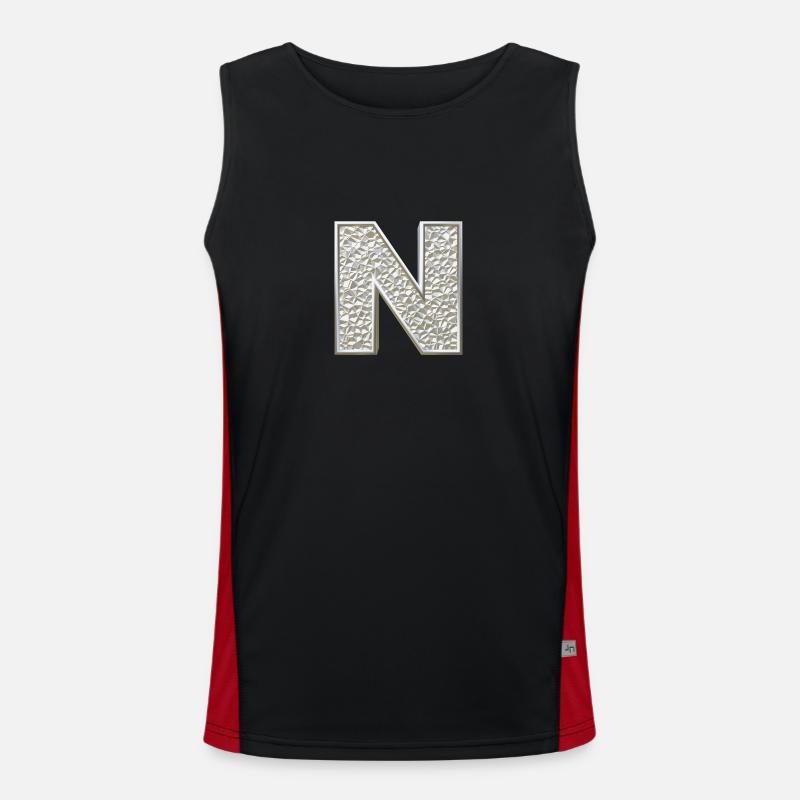 N, lettre, lettre N, initiale, initiale N, monogramme, Débardeur respirant contrasté Homme 