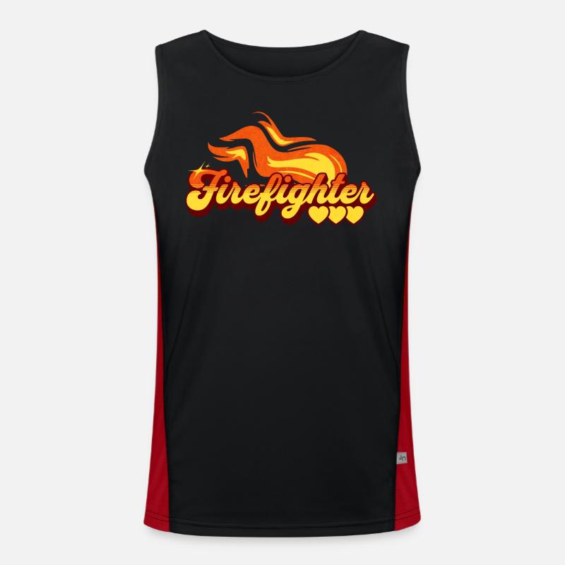 Firefighter Gift Flame Pattern - Men's Functional Contrast Tank Top  - black/red