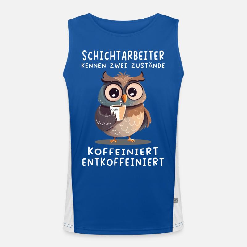 Eule Schichtarbeiter Kaffee Arbeit Job Beruf Funktionelles Kontrast-Tank Top für Männer 