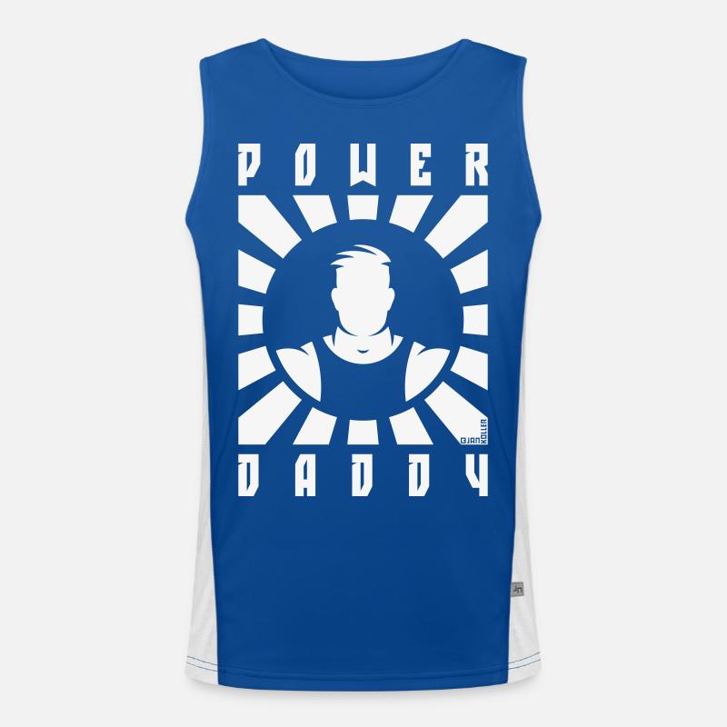 Power Daddy (Dad / Papa / Rays / White) Men's Functional Contrast Tank Top 